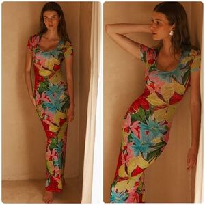 RESA Nari Maxi Dress In Tropicana Floral Mesh Tropical Size Medium